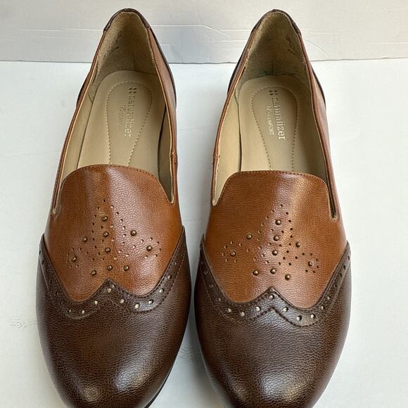 Naturalizer Landry Comfort Brown 2Tone Wingtip Stud Loafer Women’s 10 New - Picture 2 of 8